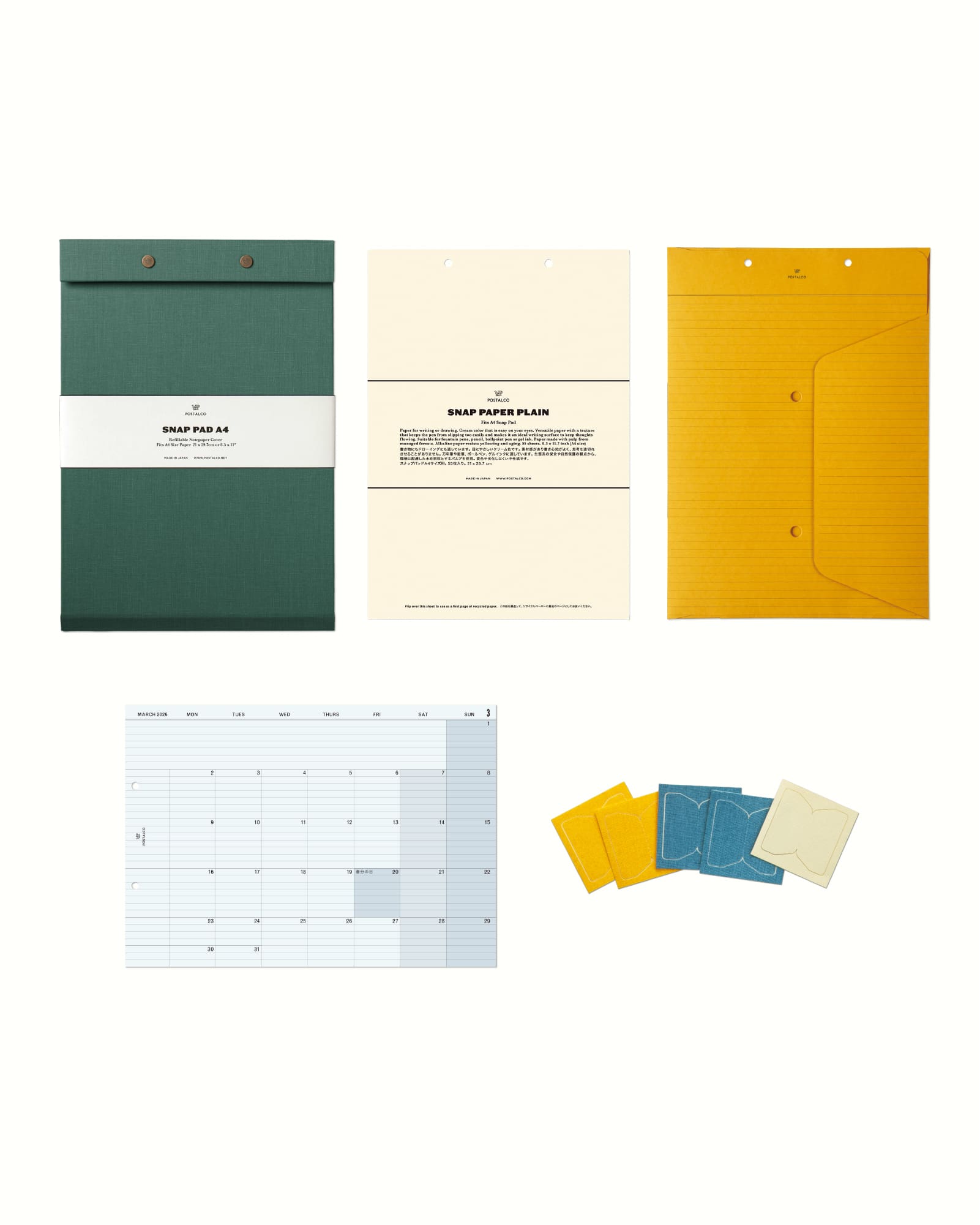 スナップパッド A4 カレンダーセット 2026 – POSTALCO